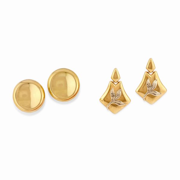Due coppie di orecchini in oro bicolore 18k  - Asta Gioielli - Associazione Nazionale - Case d'Asta italiane