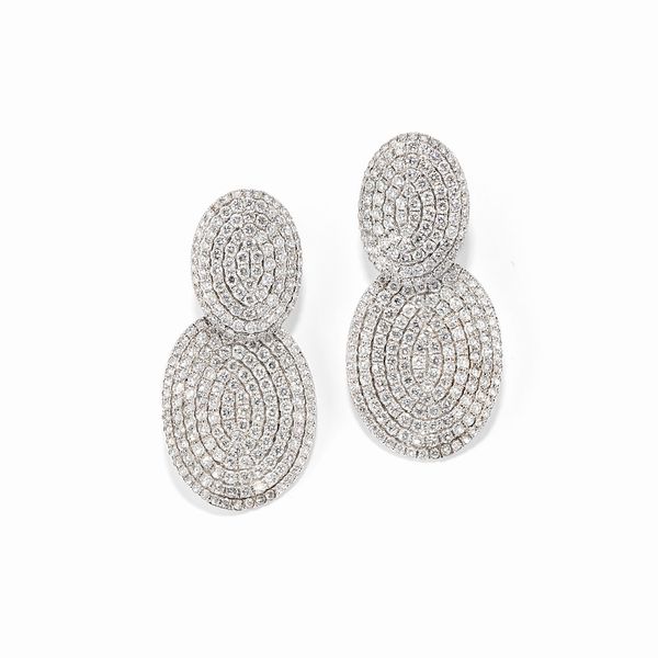 Orecchini in oro bianco 18k e diamanti  - Asta Gioielli - Associazione Nazionale - Case d'Asta italiane