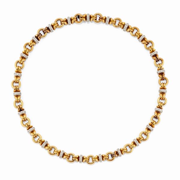 Collana in oro bicolore 18k e diamanti  - Asta Gioielli - Associazione Nazionale - Case d'Asta italiane