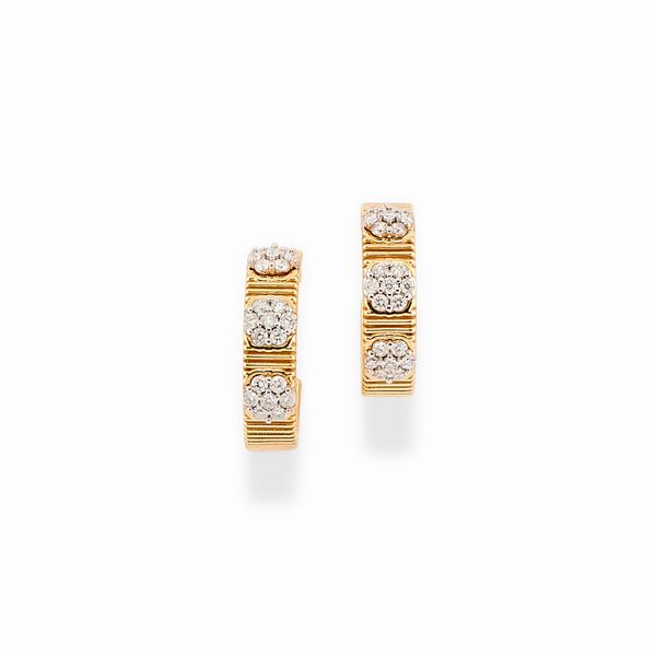 Orecchini in oro bicolore 18k e diamanti  - Asta Gioielli - Associazione Nazionale - Case d'Asta italiane