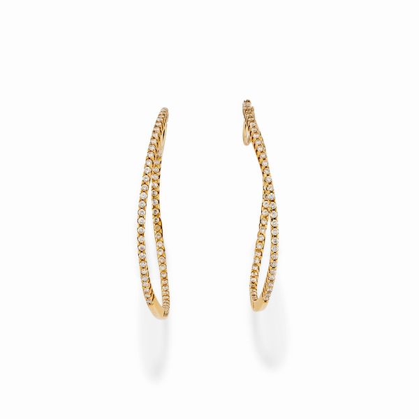 Orecchini in oro giallo 18k e zirconi  - Asta Gioielli - Associazione Nazionale - Case d'Asta italiane