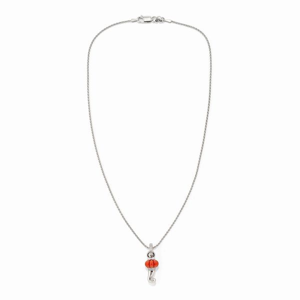 CHANTECLER : Collana in oro bianco 18k, diamanti e corallo  - Asta Gioielli - Associazione Nazionale - Case d'Asta italiane