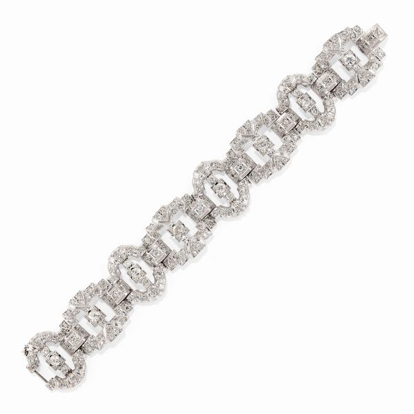 Bracciale in platino e diamanti, 1920 circa  - Asta Gioielli - Associazione Nazionale - Case d'Asta italiane