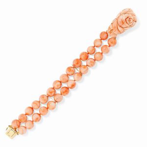 Parure in oro giallo 18k e corallo rosa  - Asta Gioielli - Associazione Nazionale - Case d'Asta italiane