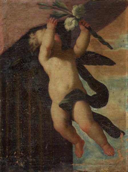 Scuola romana, secolo XVII : Cherubino in volo  - Asta Dipinti e disegni antichi - Associazione Nazionale - Case d'Asta italiane