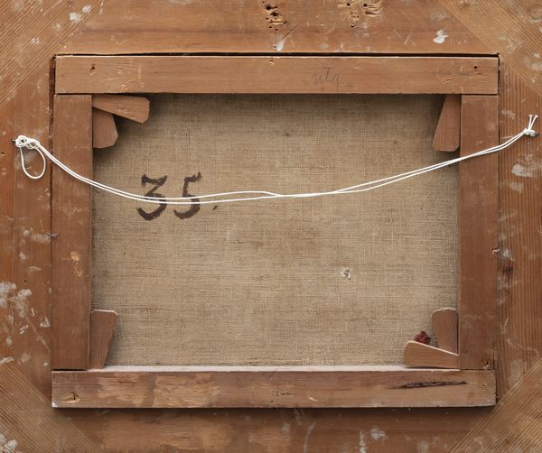 Scuola romana, seconda metà del secolo XVII : Paesaggio con arco naturale e soldato a riposo  - Asta Dipinti e disegni antichi - Associazione Nazionale - Case d'Asta italiane