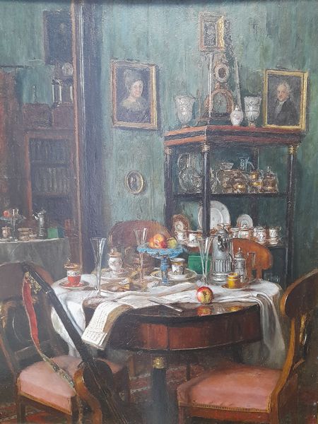 Eugenio Scorzelli : Interno con tavola imbandita  - Asta Dipinti e disegni antichi - Associazione Nazionale - Case d'Asta italiane