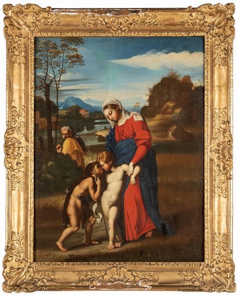 Scuola italiana, secolo XVII : Madonna del paesaggio, da Raffaello  - Asta Dipinti e disegni antichi - Associazione Nazionale - Case d'Asta italiane