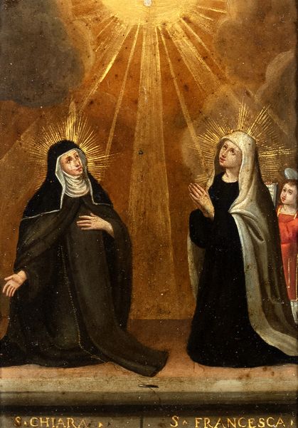 Scuola romana, fine secolo XVII - inizi secolo XVIII : Santa Chiara e Santa Francesca Romana  - Asta Dipinti e disegni antichi - Associazione Nazionale - Case d'Asta italiane
