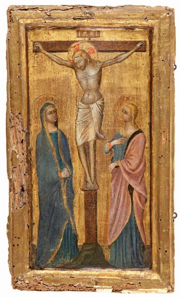 Imitatore di Lorenzo Monaco : Crocifissione con la Vergine e San Giovanni  - Asta Dipinti e disegni antichi - Associazione Nazionale - Case d'Asta italiane