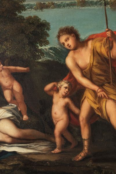 Scuola bolognese, secolo XVII : Venere e Adone  - Asta Dipinti e disegni antichi - Associazione Nazionale - Case d'Asta italiane