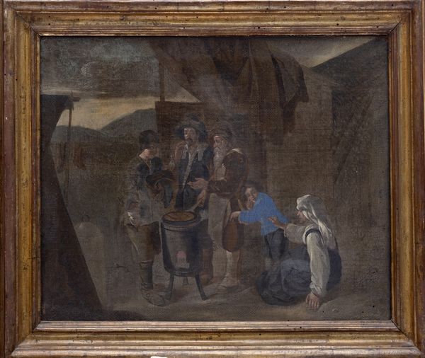 Attribuito a Johannes Lingelbach (Francoforte sul Meno 1622 – Amsterdam 1674) : Venditore ambulante di frittelle con popolani  - Asta Dipinti e disegni antichi - Associazione Nazionale - Case d'Asta italiane