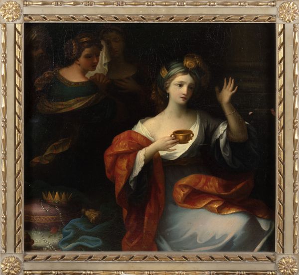 Scuola emiliana, secolo XVII : Artemisia riceve le ceneri di Mausolo  - Asta Dipinti e disegni antichi - Associazione Nazionale - Case d'Asta italiane