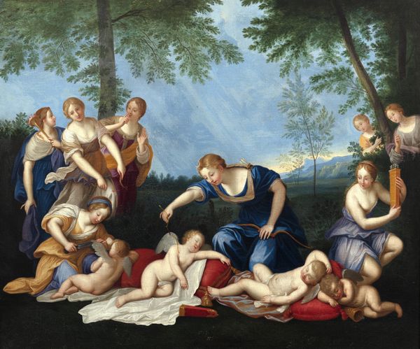 Seguace di Francesco Albani : Due scene mitologiche: Venere, Vulcano e Amorini; e Diana con le sue Ninfe e Cupido  - Asta Dipinti e disegni antichi - Associazione Nazionale - Case d'Asta italiane