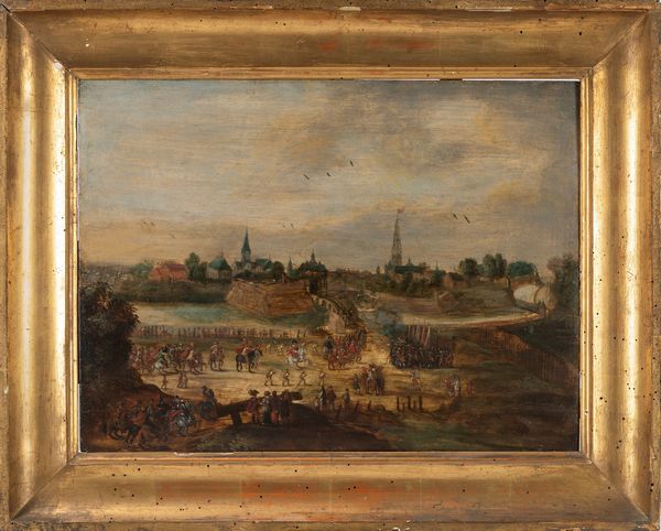 Scuola del nord Europa, secolo XVII : Ingresso trionfale di cavalleria in una citt fortificata  - Asta Dipinti e disegni antichi - Associazione Nazionale - Case d'Asta italiane