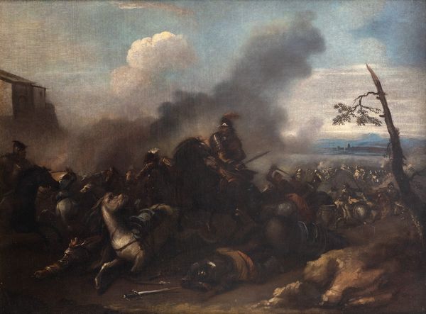 Seguace di Jacques Courtois, detto il Borgognone : Scontro di cavalieri  - Asta Dipinti e disegni antichi - Associazione Nazionale - Case d'Asta italiane