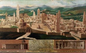 Scuola italiana, secolo XVIII : Veduta di Gerusalemme  - Asta Dipinti e disegni antichi - Associazione Nazionale - Case d'Asta italiane