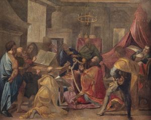 Scuola italiana, secolo XVII : David suona l'arpa  - Asta Dipinti e disegni antichi - Associazione Nazionale - Case d'Asta italiane