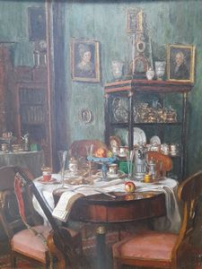 Eugenio Scorzelli - Interno con tavola imbandita