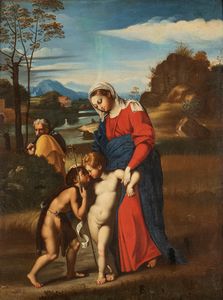 Scuola italiana, secolo XVII : Madonna del paesaggio, da Raffaello  - Asta Dipinti e disegni antichi - Associazione Nazionale - Case d'Asta italiane