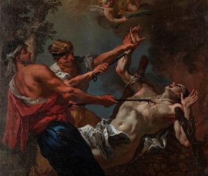 Scuola veneta, secolo XVIII : Martirio di San Lorenzo  - Asta Dipinti e disegni antichi - Associazione Nazionale - Case d'Asta italiane