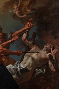 Scuola veneta, secolo XVIII : Martirio di San Lorenzo  - Asta Dipinti e disegni antichi - Associazione Nazionale - Case d'Asta italiane