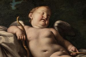 Pietro Bellotti : Cupido dormiente  - Asta Dipinti e disegni antichi - Associazione Nazionale - Case d'Asta italiane