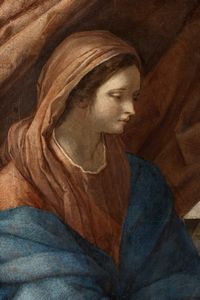 Scuola emiliana, secolo XVII : Sacra Famiglia  - Asta Dipinti e disegni antichi - Associazione Nazionale - Case d'Asta italiane