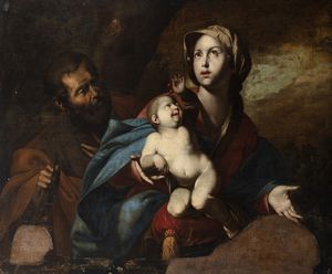 Scuola napoletana, secolo XVII : Sacra Famiglia  - Asta Dipinti e disegni antichi - Associazione Nazionale - Case d'Asta italiane