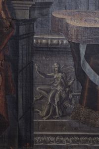 Carlo Manieri (attivo a Roma 1662 - 1700) : Natura morta con chitarra, violino e suppellettili su un piano di marmo  - Asta Dipinti e disegni antichi - Associazione Nazionale - Case d'Asta italiane