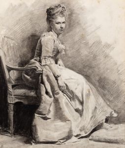 Scuola italiana, secolo XIX - Ritratto di gentildonna seduta