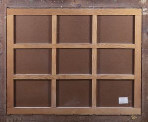 Scuola lombarda, secolo XIX : Ritratto di gentildonna con le due figlie, en plein air  - Asta Dipinti e disegni antichi - Associazione Nazionale - Case d'Asta italiane