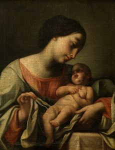 Scuola emiliana, secolo XVII - Madonna con Bambino