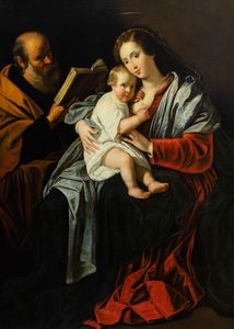 Atelier di Bartolomeo Cavarozzi  (Viterbo 1587 – Roma 1625) : Sacra Famiglia  - Asta Dipinti e disegni antichi - Associazione Nazionale - Case d'Asta italiane