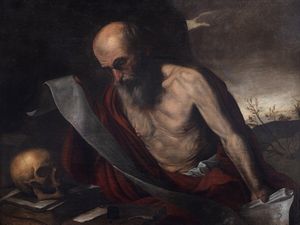 Pittore caravaggesco fiammingo, secolo XVII - San Girolamo