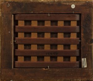 Maniera di Gerrit Dou : Suonatore di violino in un interno  - Asta Dipinti e disegni antichi - Associazione Nazionale - Case d'Asta italiane