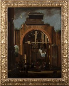 Niccolò Codazzi : Capriccio architettonico con Adorazione dei Magi  - Asta Dipinti e disegni antichi - Associazione Nazionale - Case d'Asta italiane