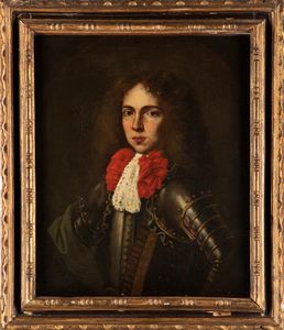 Scuola lombarda, fine del secolo XVII - inizi del secolo XVIII : Ritratto di giovane uomo in armatura  - Asta Dipinti e disegni antichi - Associazione Nazionale - Case d'Asta italiane