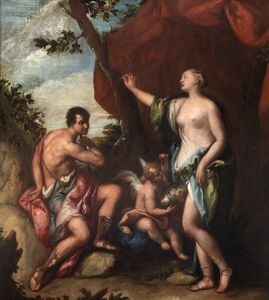 Scuola emiliana, secolo XVII - Angelica e Medoro