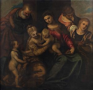 Scuola veneta, secolo XVII - Matrimonio mistico di Santa Caterina