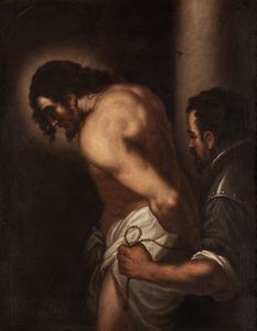 Scuola veneta, inizi secolo XVII : Cristo alla colonna  - Asta Dipinti e disegni antichi - Associazione Nazionale - Case d'Asta italiane
