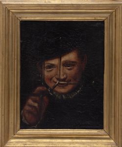 Scuola emiliana, secolo XVII : Ritratto di giovane che ride  - Asta Dipinti e disegni antichi - Associazione Nazionale - Case d'Asta italiane