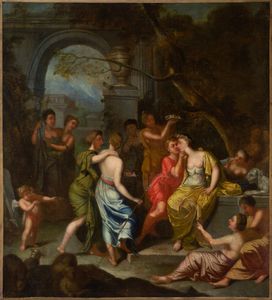 Scuola francese o fiamminga, fine secolo XVII - Amarilli e Mirtillo