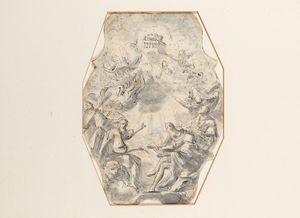 Scuola napoletana, secolo XVII - Visione dei quattro Evangelisti