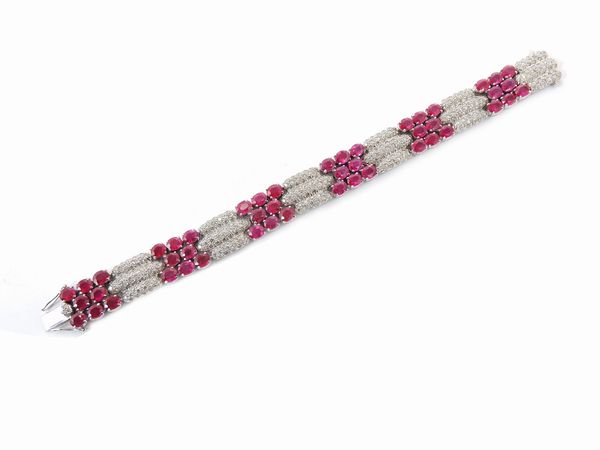 Bracciale in oro bianco, diamanti e rubini  - Asta Gioielli e Orologi - Associazione Nazionale - Case d'Asta italiane