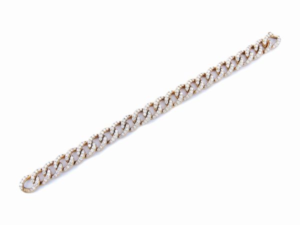 Bracciale groumette in oro rosa con diamanti  - Asta Gioielli e Orologi - Associazione Nazionale - Case d'Asta italiane