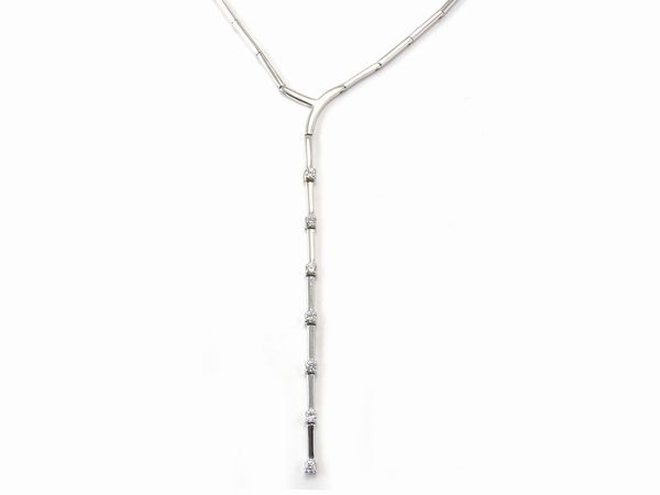 Girocollo pendente in oro bianco con diamanti  - Asta Gioielli e Orologi - Associazione Nazionale - Case d'Asta italiane