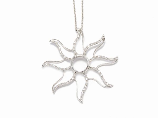 Catenina e pendente in oro bianco con diamanti  - Asta Gioielli e Orologi - Associazione Nazionale - Case d'Asta italiane