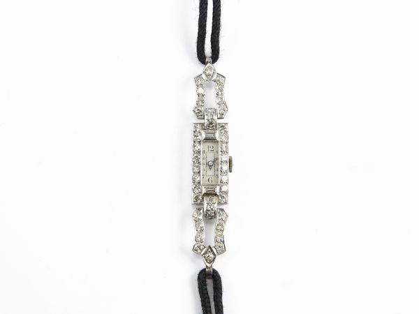 Orologio dec da polso per donna in platino con diamanti  - Asta Gioielli e Orologi - Associazione Nazionale - Case d'Asta italiane