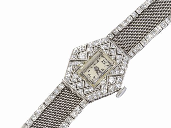 Orologio dec da polso per donna Walton & Co in platino con diamanti  - Asta Gioielli e Orologi - Associazione Nazionale - Case d'Asta italiane